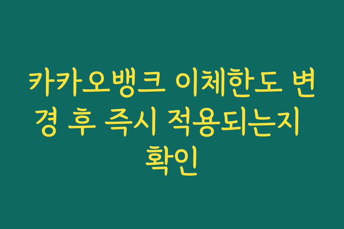 카카오뱅크 이체한도 변경 후 즉시 적용되는지 확인