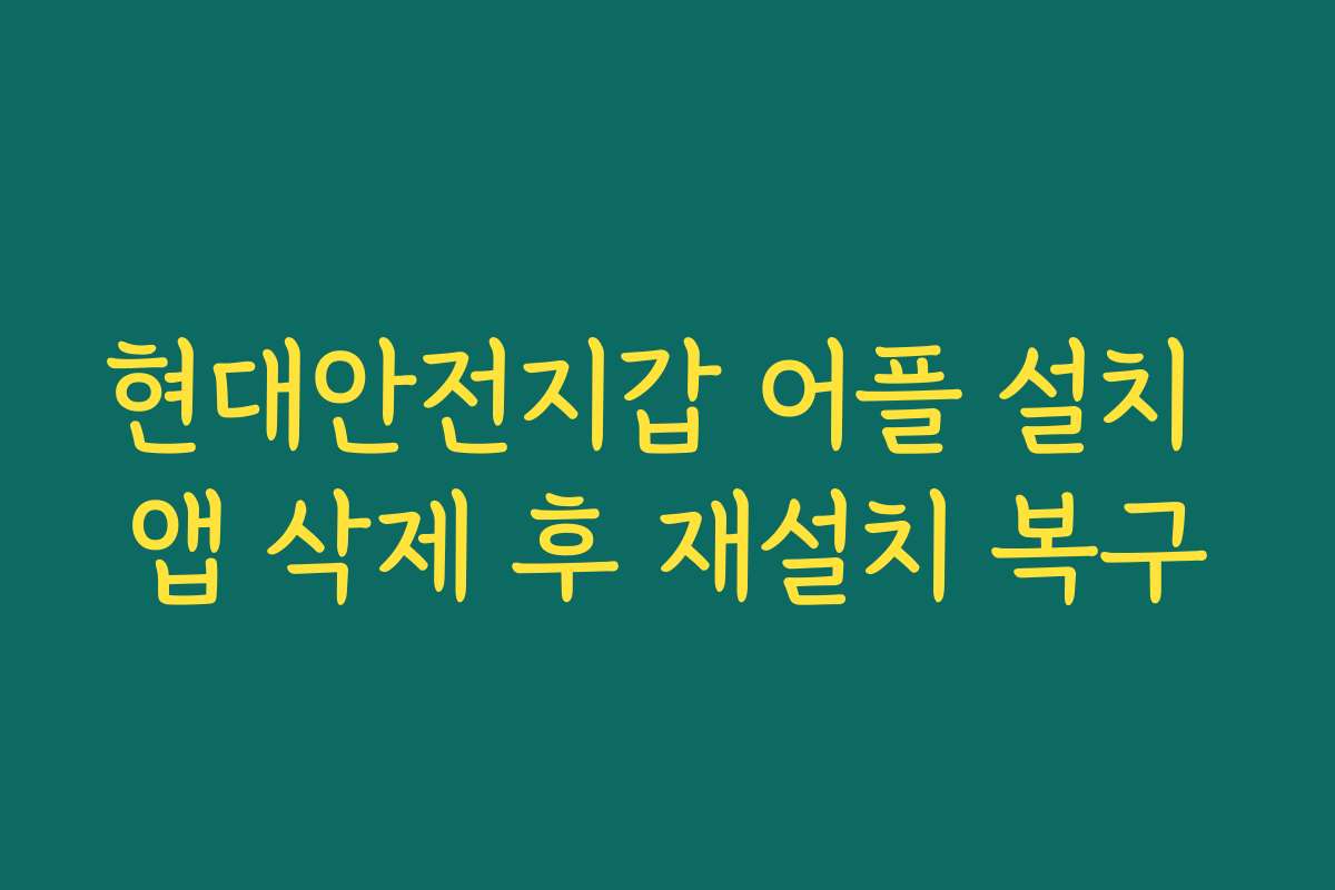 현대안전지갑 어플 설치 앱 삭제 후 재설치 복구