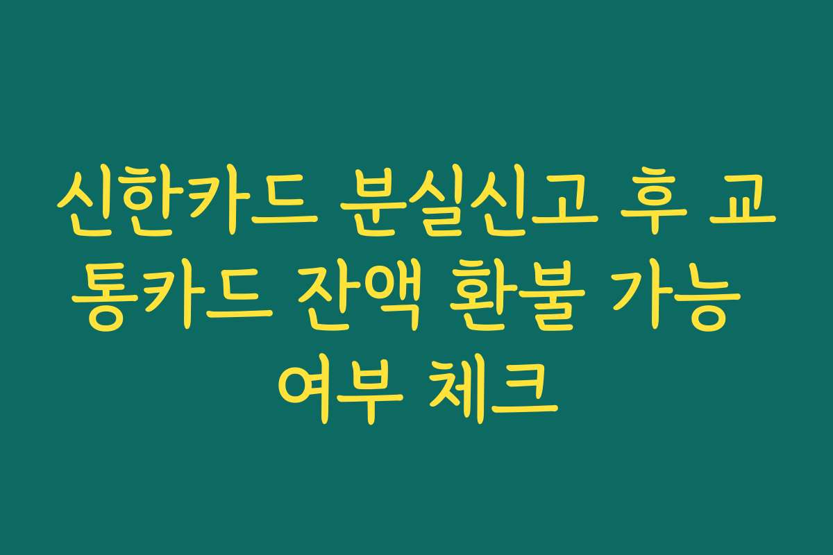 신한카드 분실신고 후 교통카드 잔액 환불 가능 여부 체크
