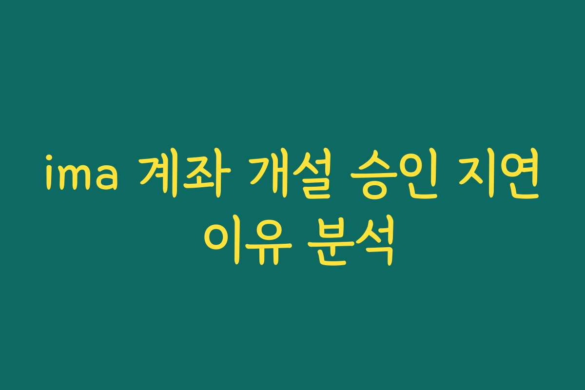 ima 계좌 개설 승인 지연 이유 분석