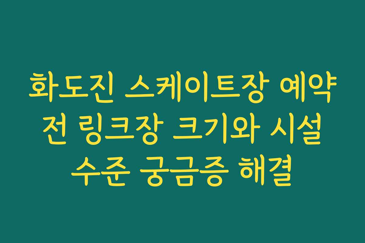 화도진 스케이트장 예약 전 링크장 크기와 시설 수준 궁금증 해결