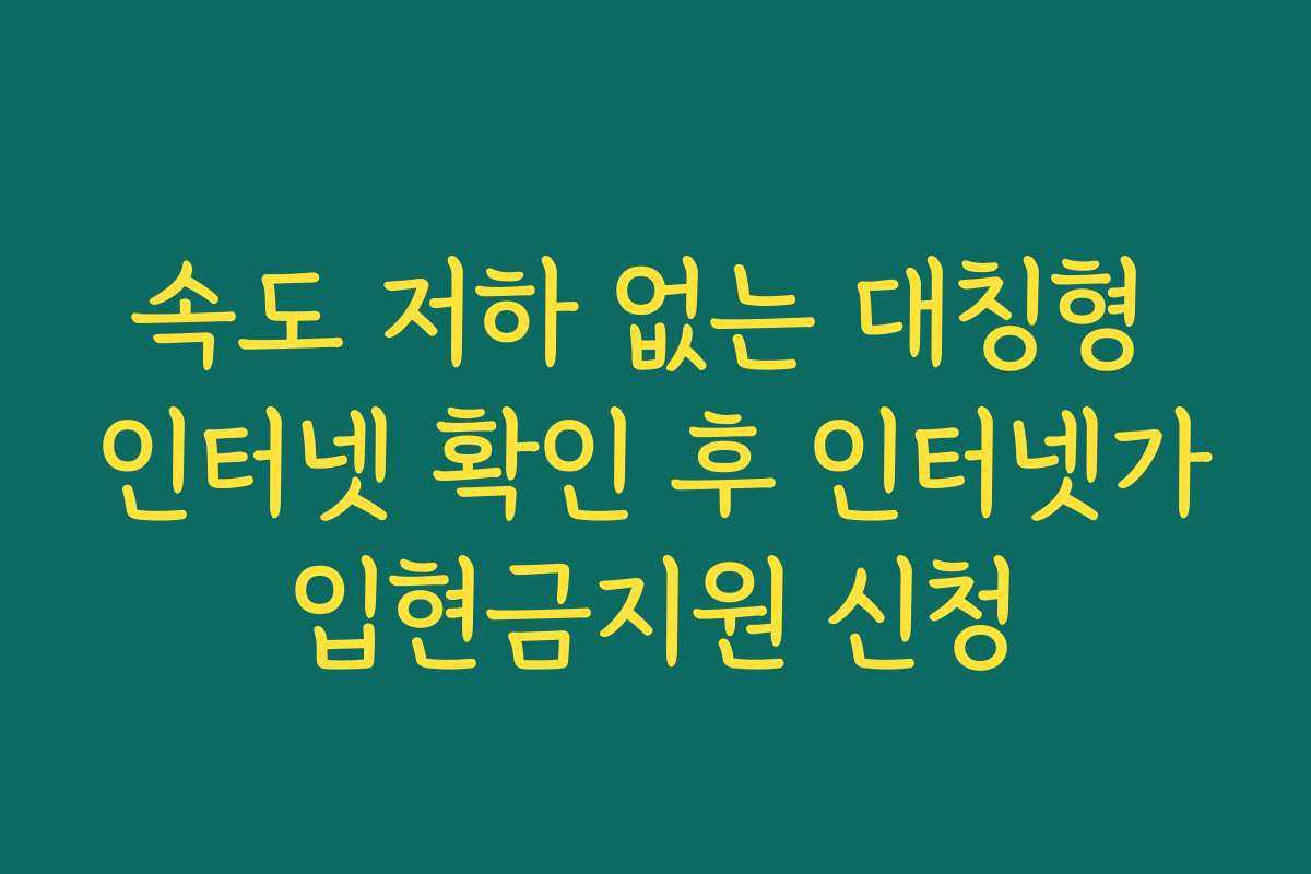 속도 저하 없는 대칭형 인터넷 확인 후 인터넷가입현금지원 신청
