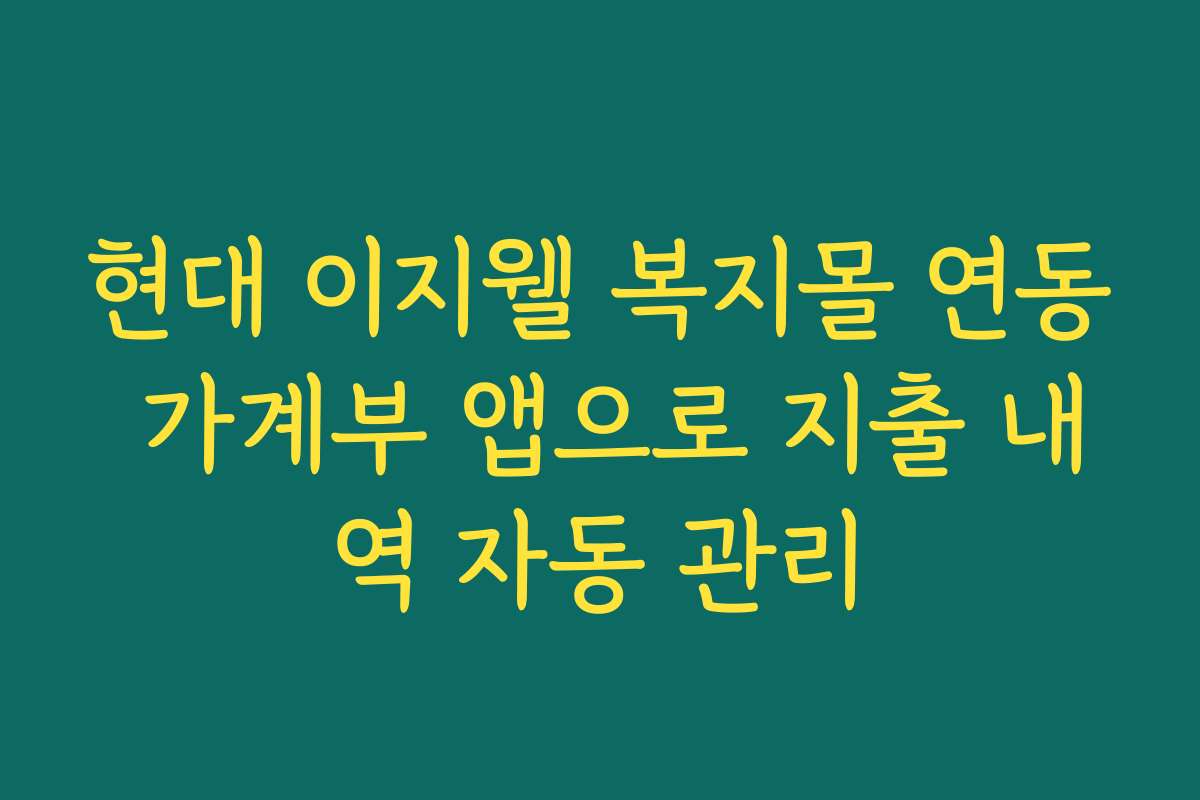 현대 이지웰 복지몰 연동 가계부 앱으로 지출 내역 자동 관리