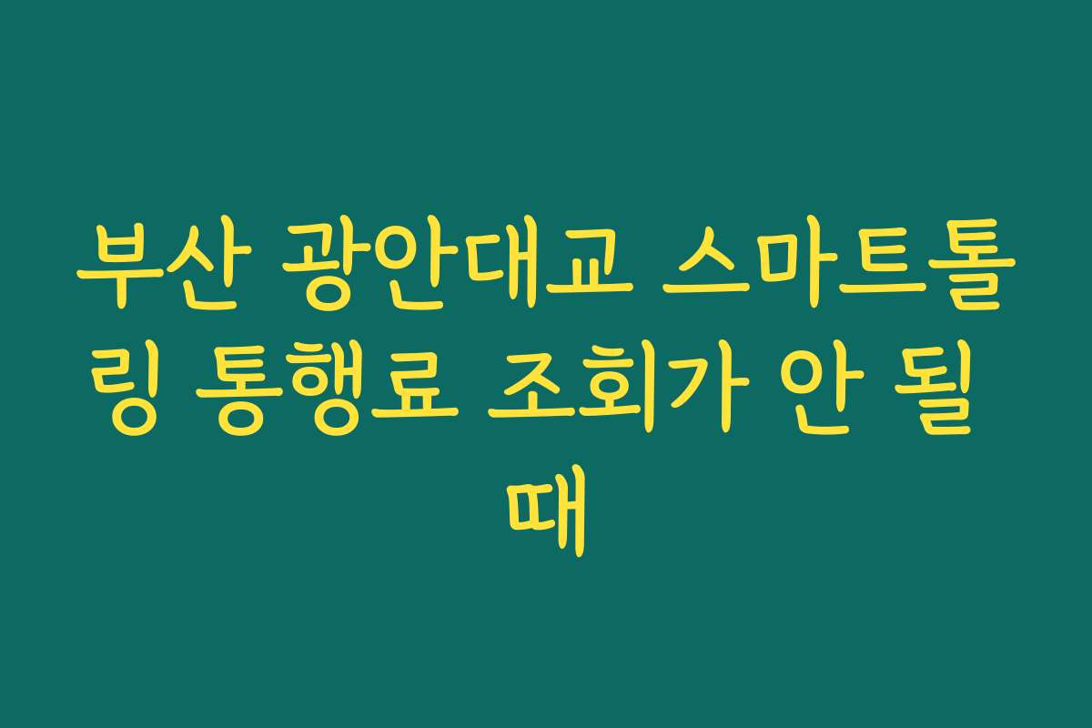 부산 광안대교 스마트톨링 통행료 조회가 안 될 때