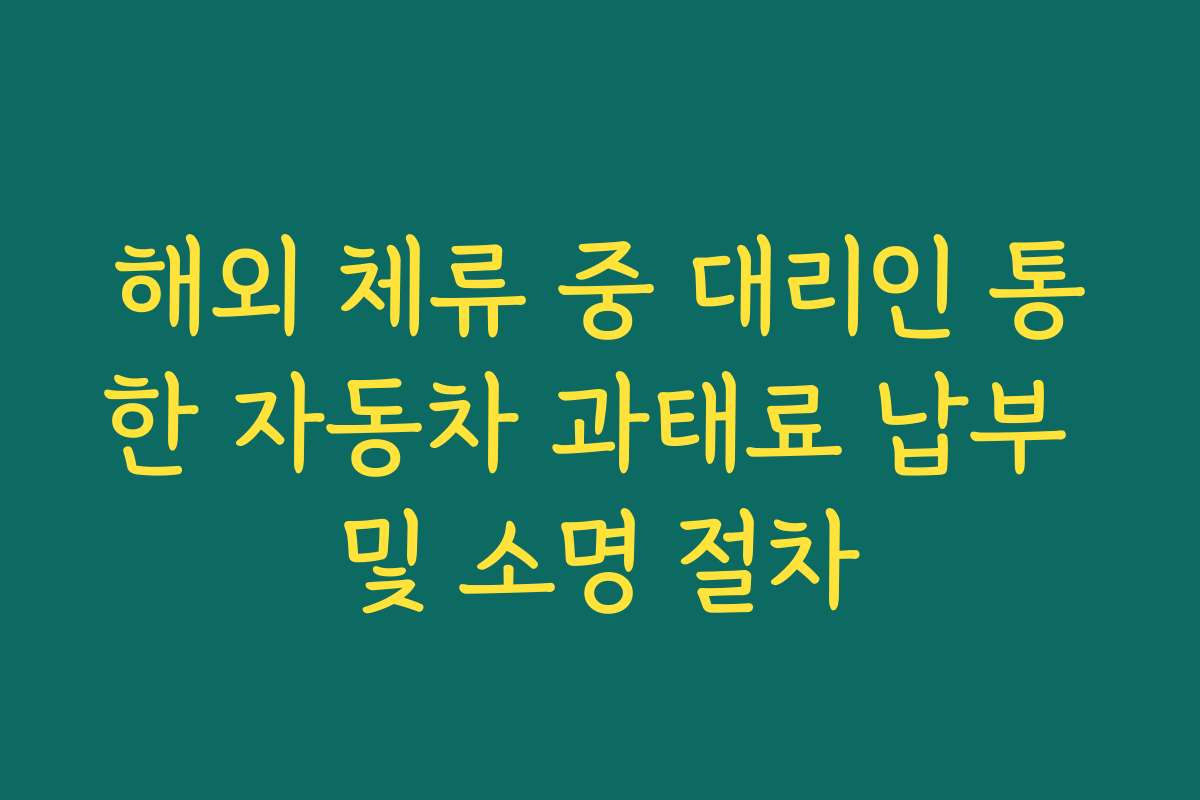 해외 체류 중 대리인 통한 자동차 과태료 납부 및 소명 절차