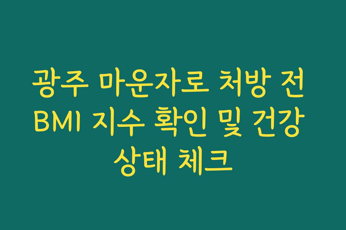 광주 마운자로 처방 전 BMI 지수 확인 및 건강 상태 체크