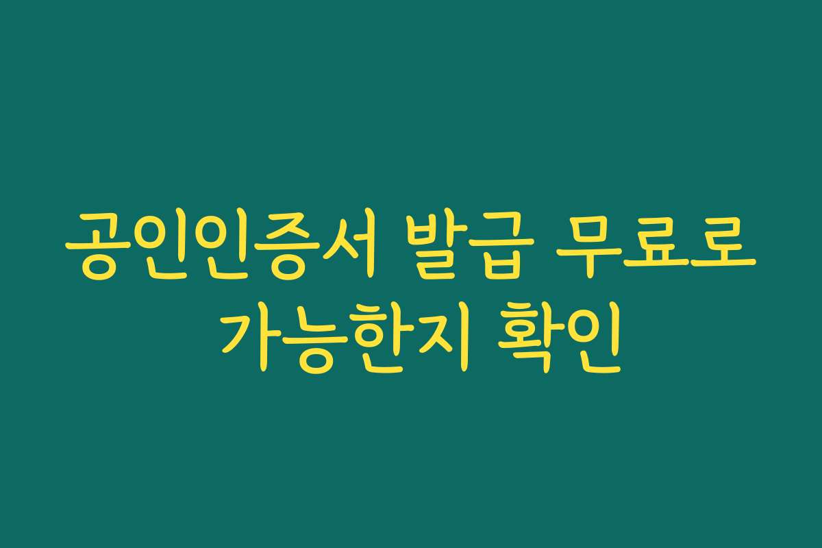 공인인증서 발급 무료로 가능한지 확인