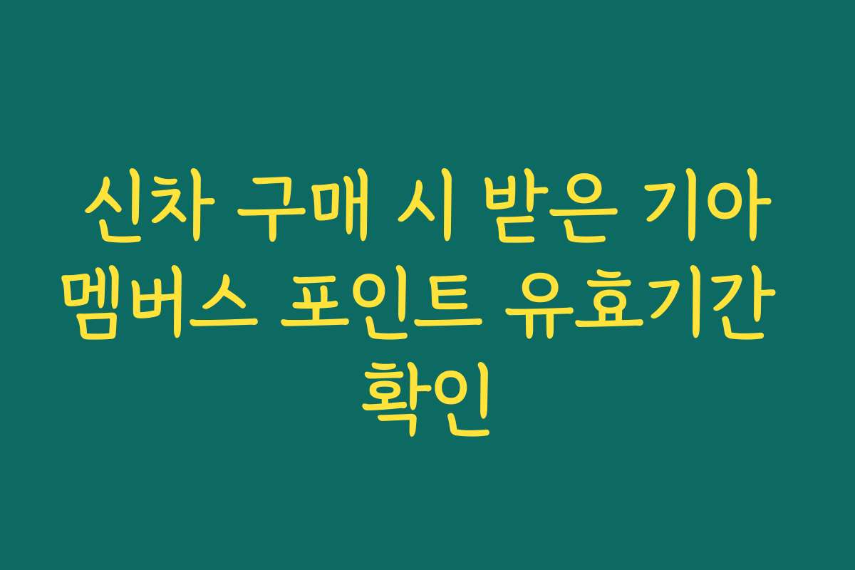 신차 구매 시 받은 기아멤버스 포인트 유효기간 확인