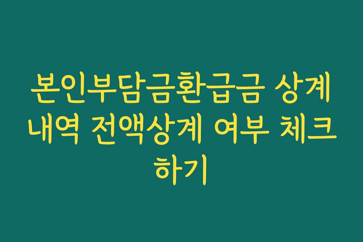 본인부담금환급금 상계내역 전액상계 여부 체크하기