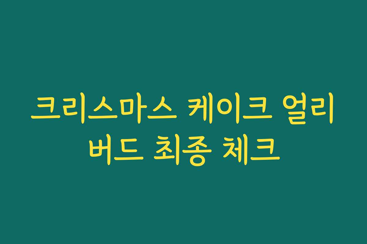 크리스마스 케이크 얼리버드 최종 체크