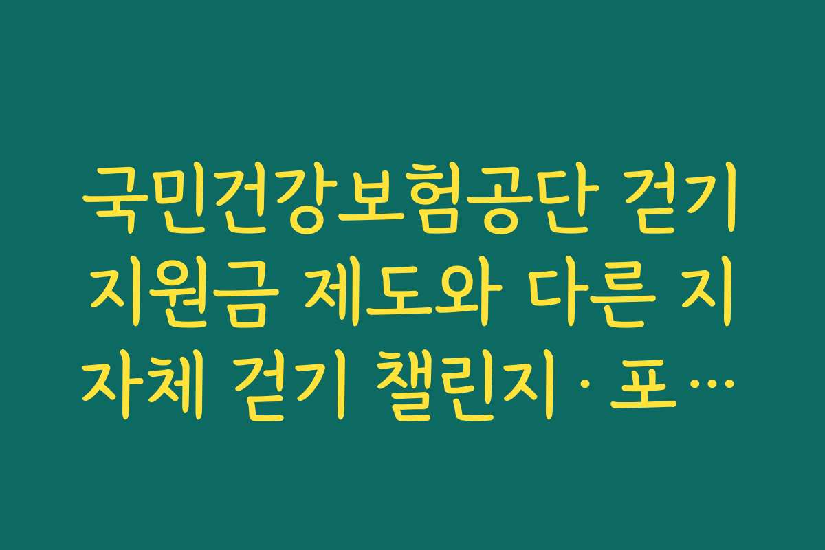 국민건강보험공단 걷기지원금 제도와 다른 지자체 걷기 챌린지·포인트제 비교 국민건강보험공단 걷기지원금 제도와 다른 지자체 걷기 챌린지·포인트제 비교