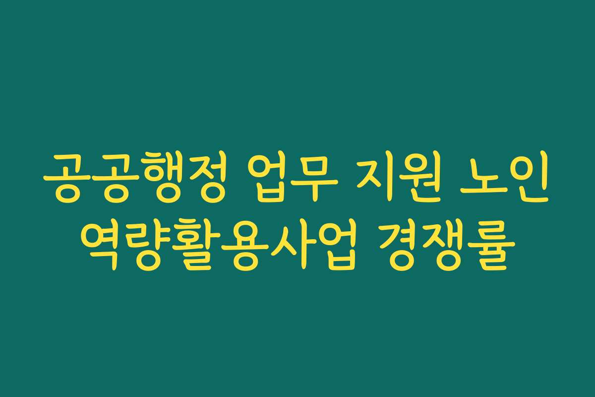 공공행정 업무 지원 노인역량활용사업 경쟁률