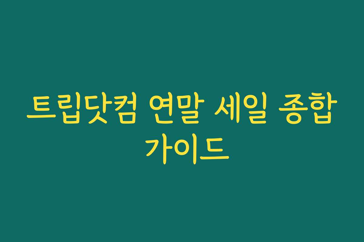 트립닷컴 연말 세일 종합 가이드