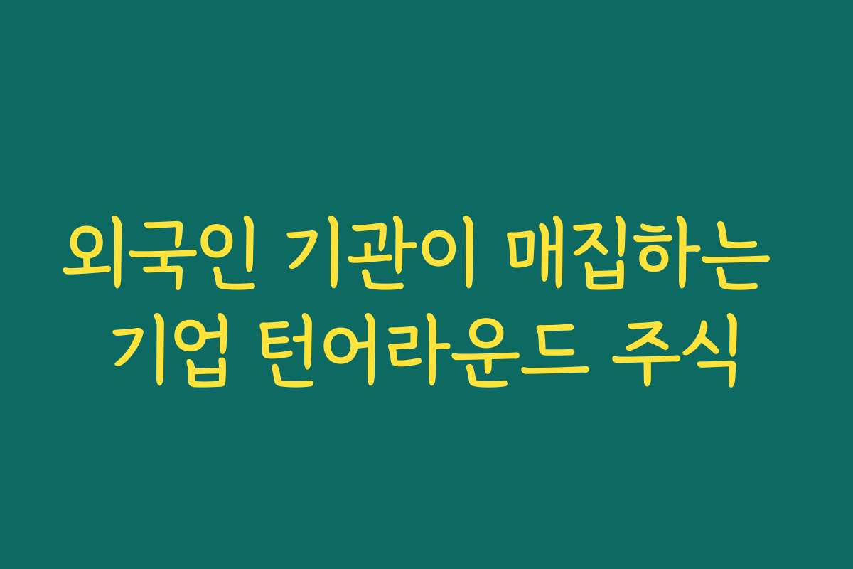 외국인 기관이 매집하는 기업 턴어라운드 주식