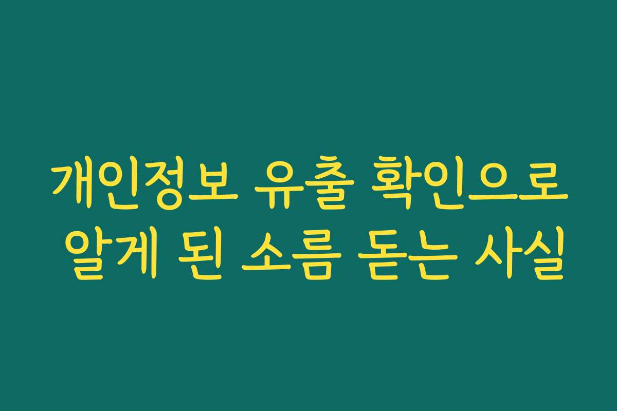 개인정보 유출 확인으로 알게 된 소름 돋는 사실 개인정보 유출 확인으로 알게 된 소름 돋는 사실