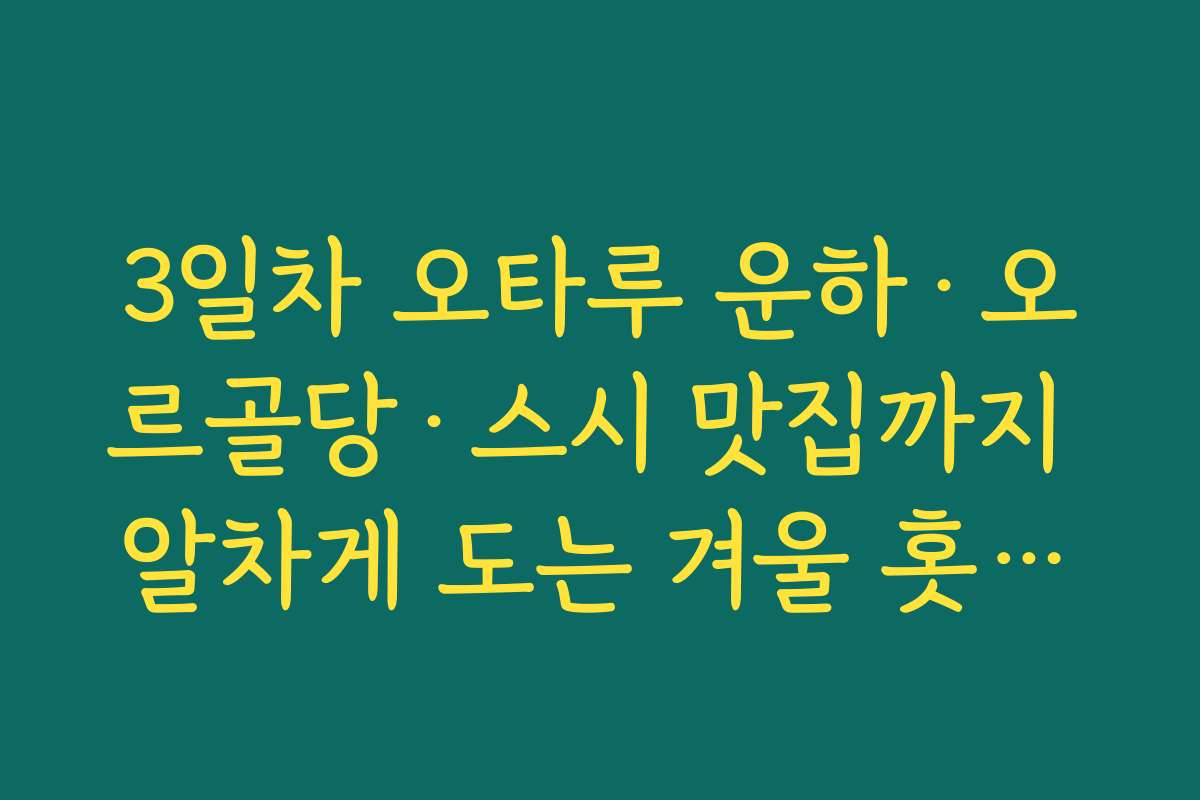 3일차 오타루 운하·오르골당·스시 맛집까지 알차게 도는 겨울 홋카이도 3박 4일 여행코스 동선