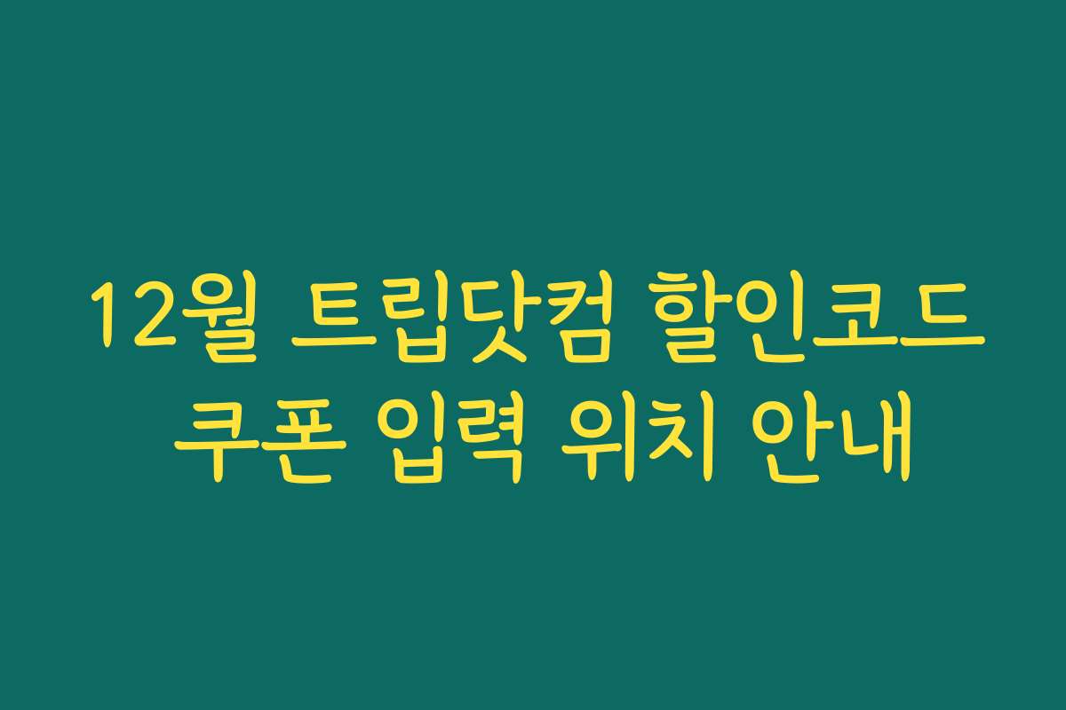 12월 트립닷컴 할인코드 쿠폰 입력 위치 안내