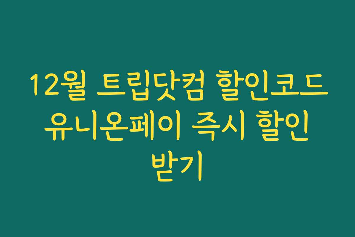 12월 트립닷컴 할인코드 유니온페이 즉시 할인 받기