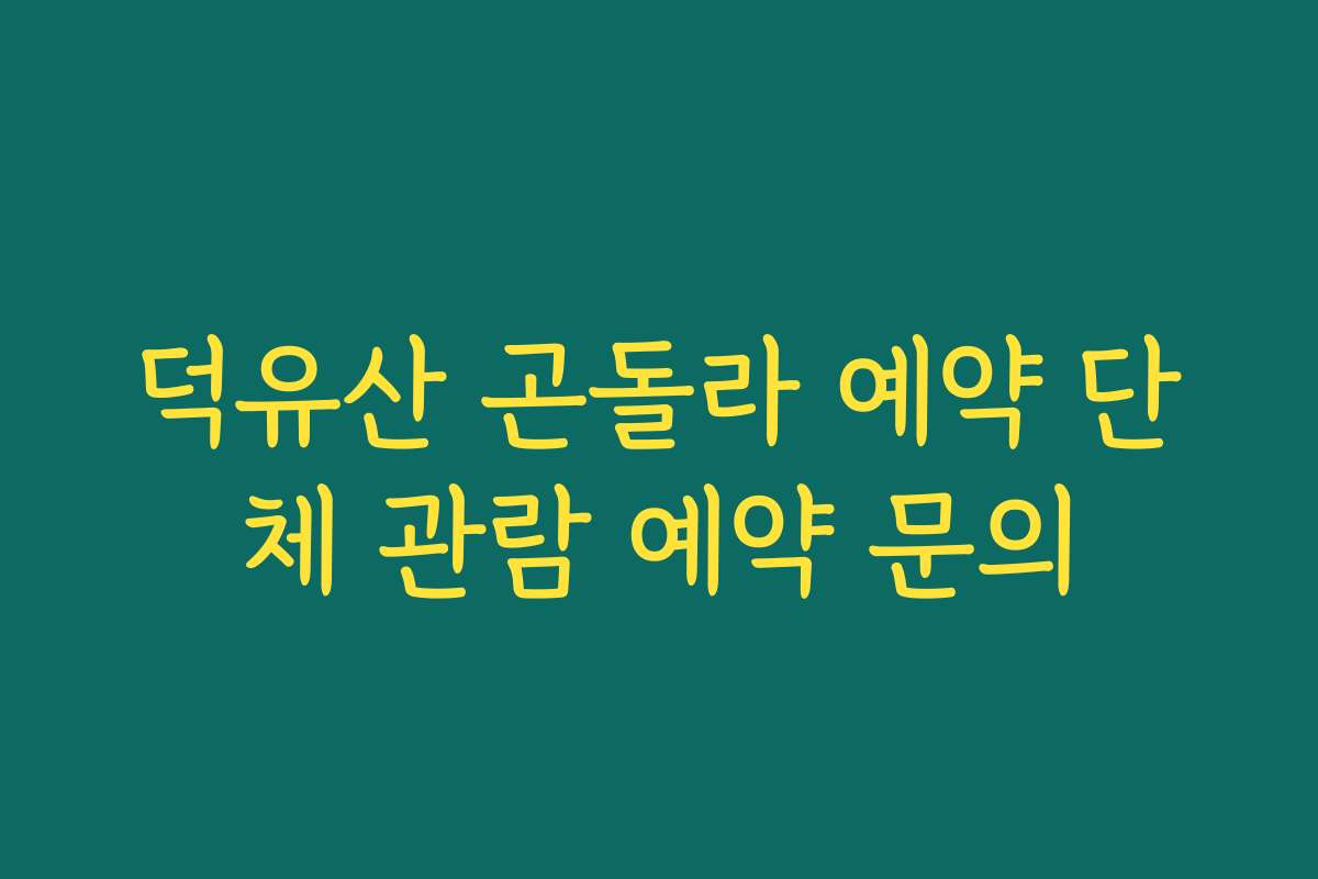 덕유산 곤돌라 예약 단체 관람 예약 문의