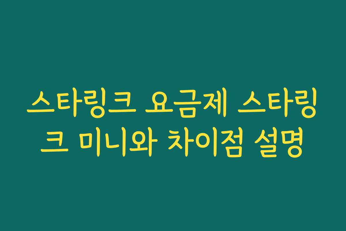 스타링크 요금제 스타링크 미니와 차이점 설명