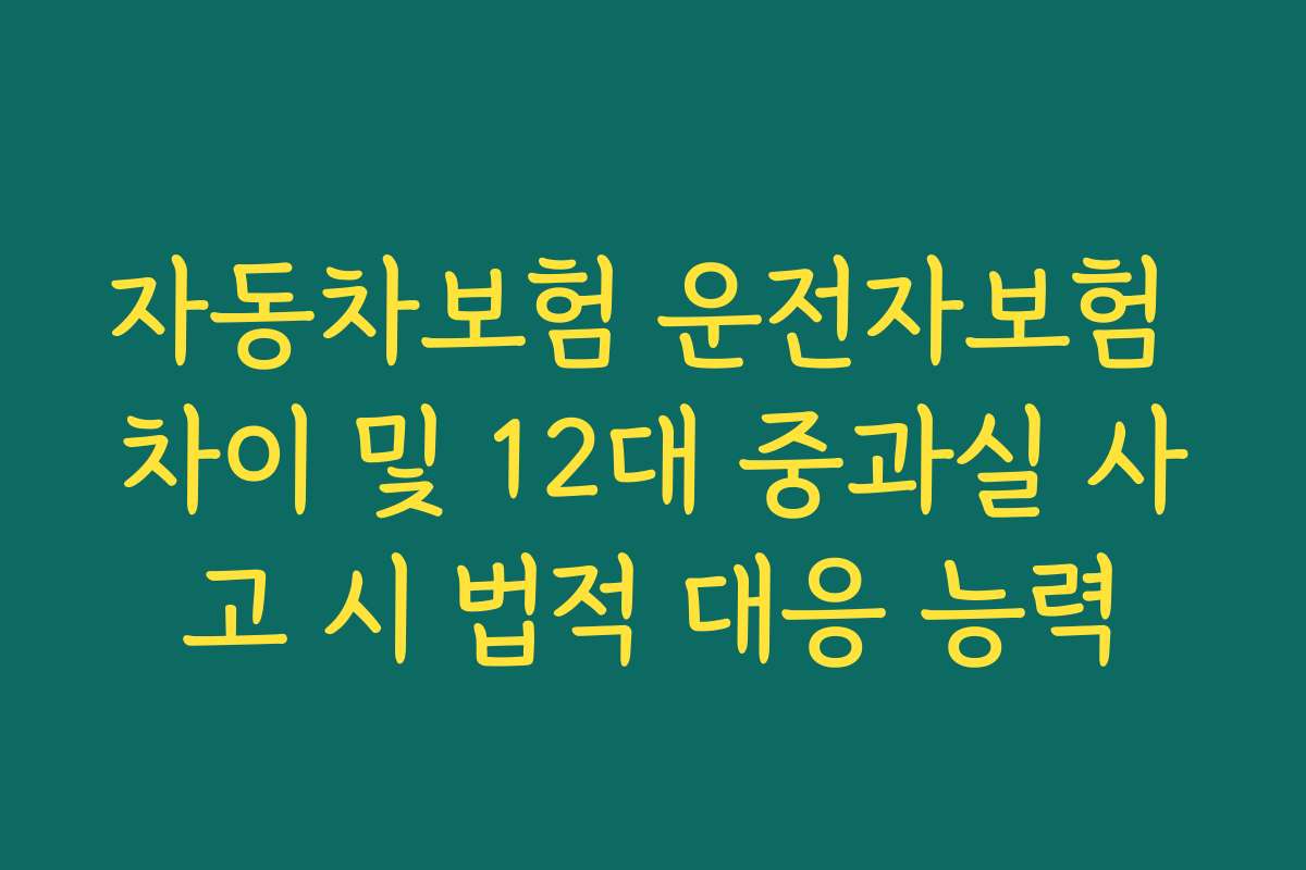 자동차보험 운전자보험 차이 및 12대 중과실 사고 시 법적 대응 능력