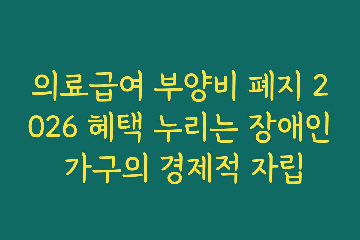 의료급여 부양비 폐지 2026 혜택 누리는 장애인 가구의 경제적 자립