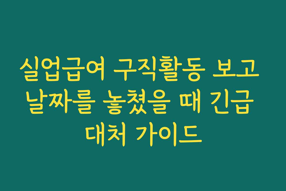 실업급여 구직활동 보고 날짜를 놓쳤을 때 긴급 대처 가이드