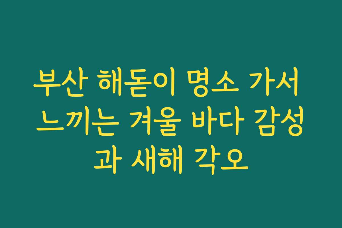 부산 해돋이 명소 가서 느끼는 겨울 바다 감성과 새해 각오 부산 해돋이 명소 가서 느끼는 겨울 바다 감성과 새해 각오
