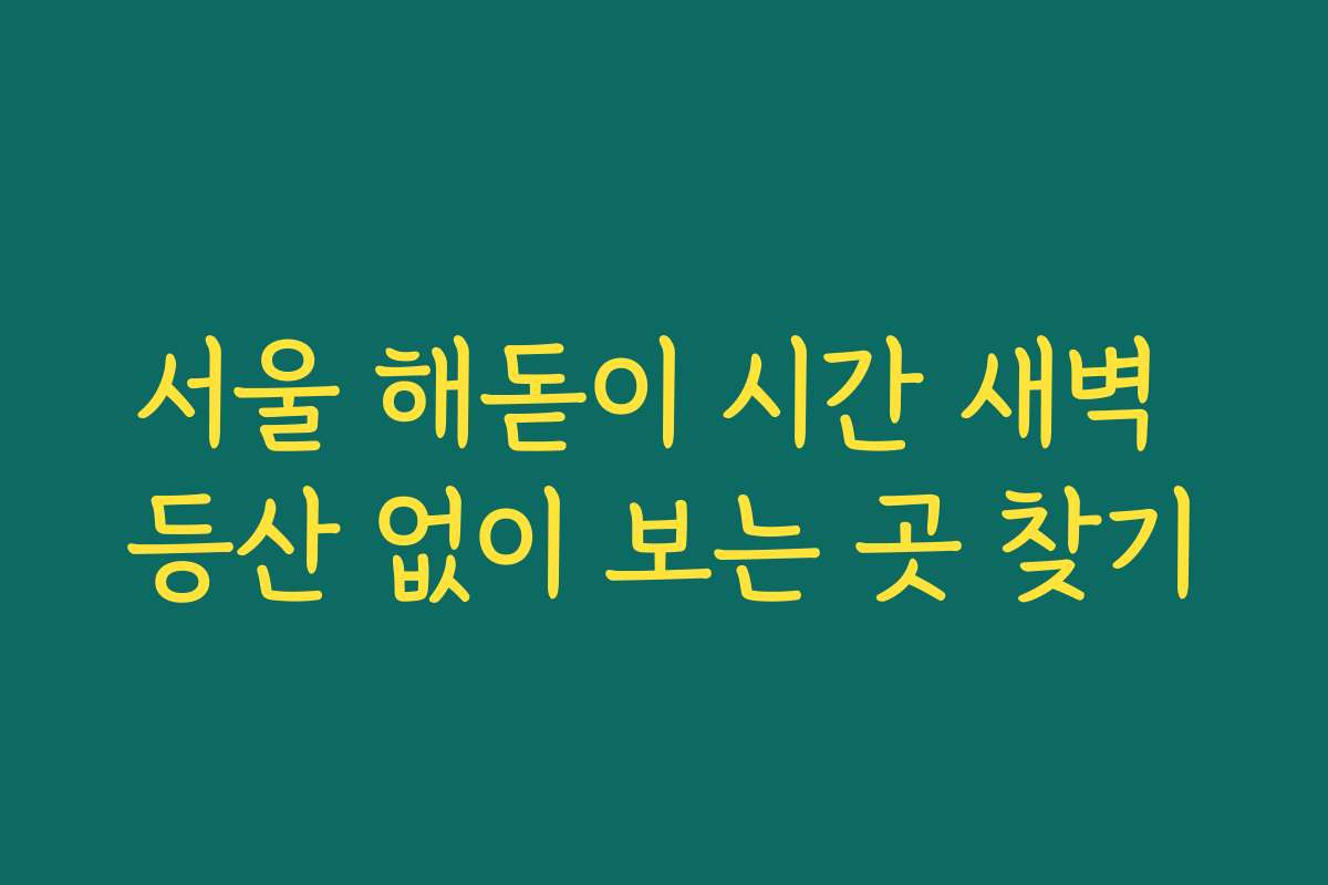 서울 해돋이 시간 새벽 등산 없이 보는 곳 찾기 서울 해돋이 시간 새벽 등산 없이 보는 곳 찾기