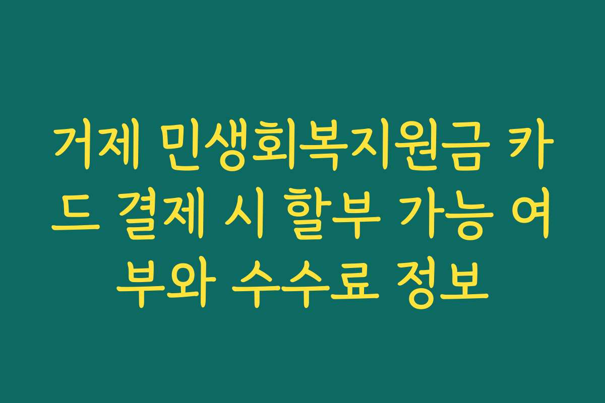 거제 민생회복지원금 카드 결제 시 할부 가능 여부와 수수료 정보 거제 민생회복지원금 카드 결제 시 할부 가능 여부와 수수료 정보