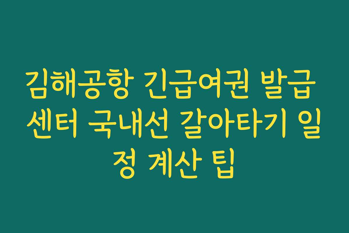 김해공항 긴급여권 발급 센터 국내선 갈아타기 일정 계산 팁
