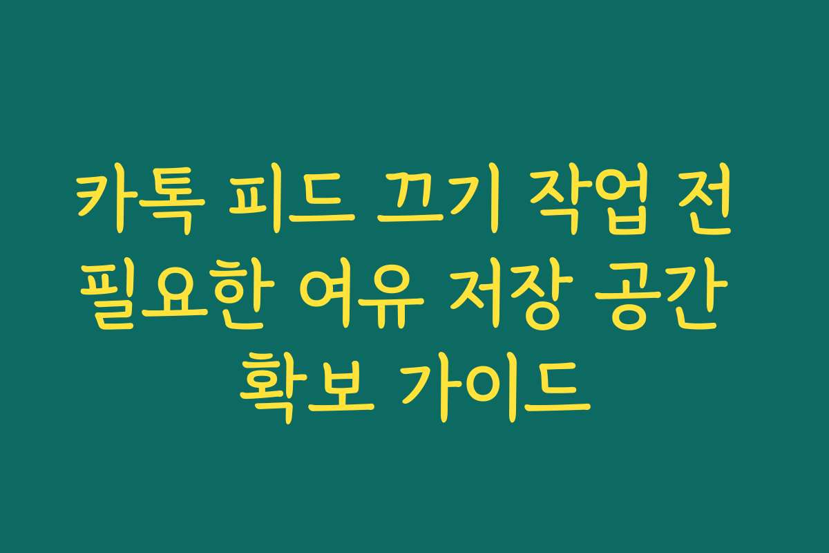 카톡 피드 끄기 작업 전 필요한 여유 저장 공간 확보 가이드 카톡 피드 끄기 작업 전 필요한 여유 저장 공간 확보 가이드