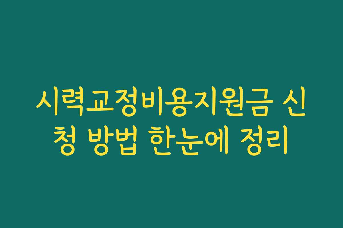 시력교정비용지원금 신청 방법 한눈에 정리