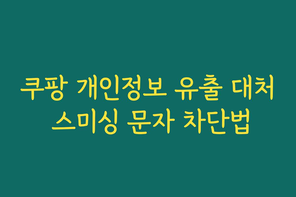 쿠팡 개인정보 유출 대처 스미싱 문자 차단법