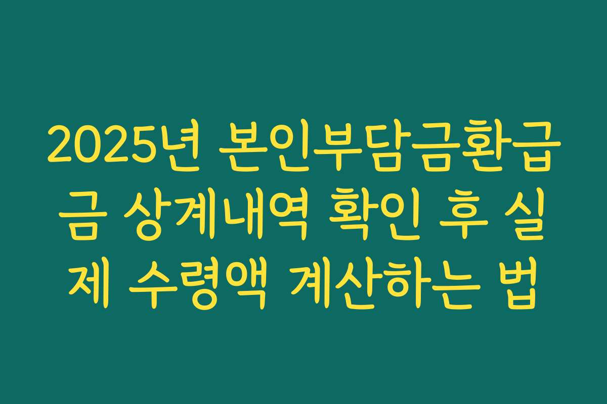 2025년 본인부담금환급금 상계내역 확인 후 실제 수령액 계산하는 법