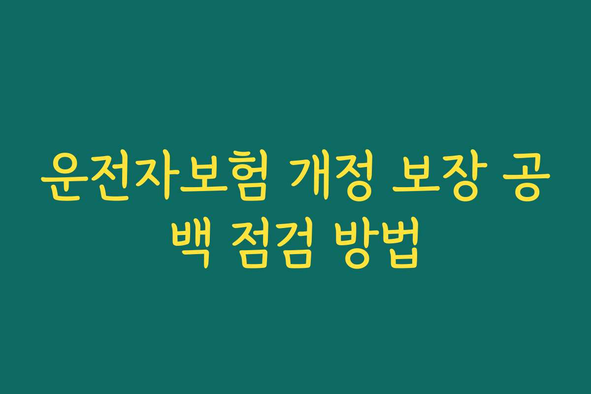 운전자보험 개정 보장 공백 점검 방법