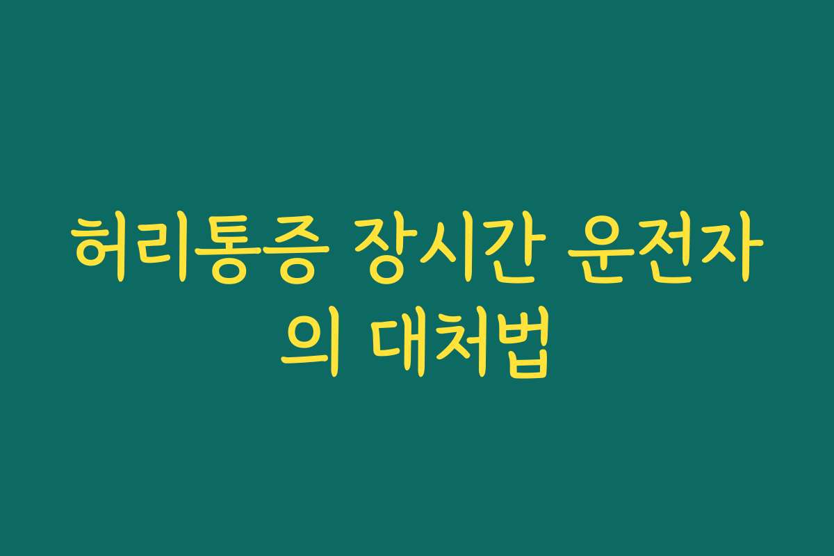 허리통증 장시간 운전자의 대처법