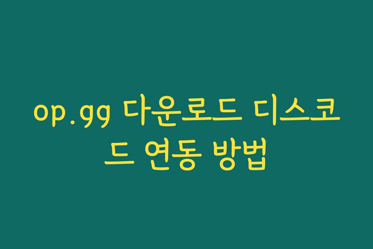 op.gg 다운로드 디스코드 연동 방법 op.gg 다운로드 디스코드 연동 방법