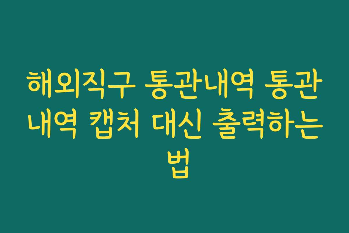 해외직구 통관내역 통관내역 캡처 대신 출력하는 법