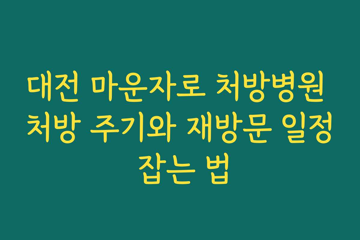 대전 마운자로 처방병원 처방 주기와 재방문 일정 잡는 법
