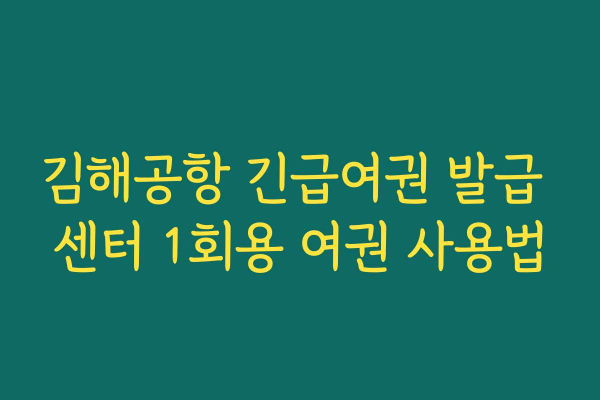 김해공항 긴급여권 발급 센터 1회용 여권 사용법