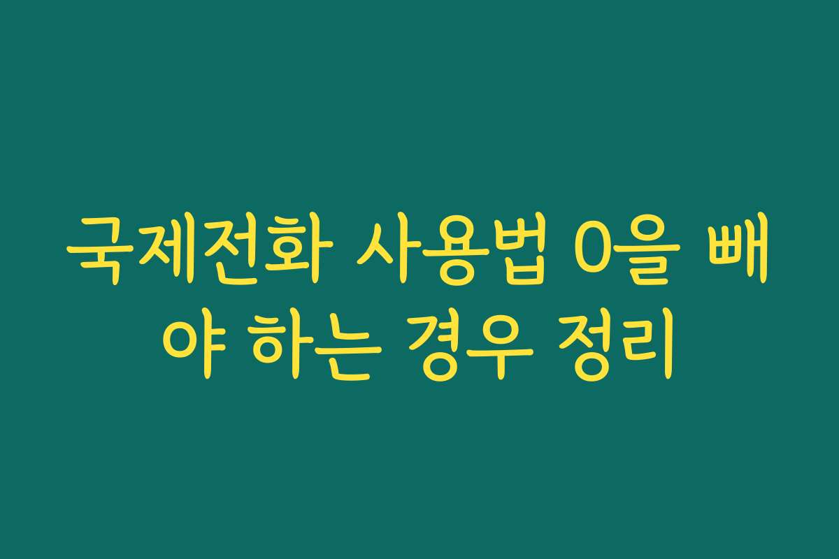 국제전화 사용법 0을 빼야 하는 경우 정리