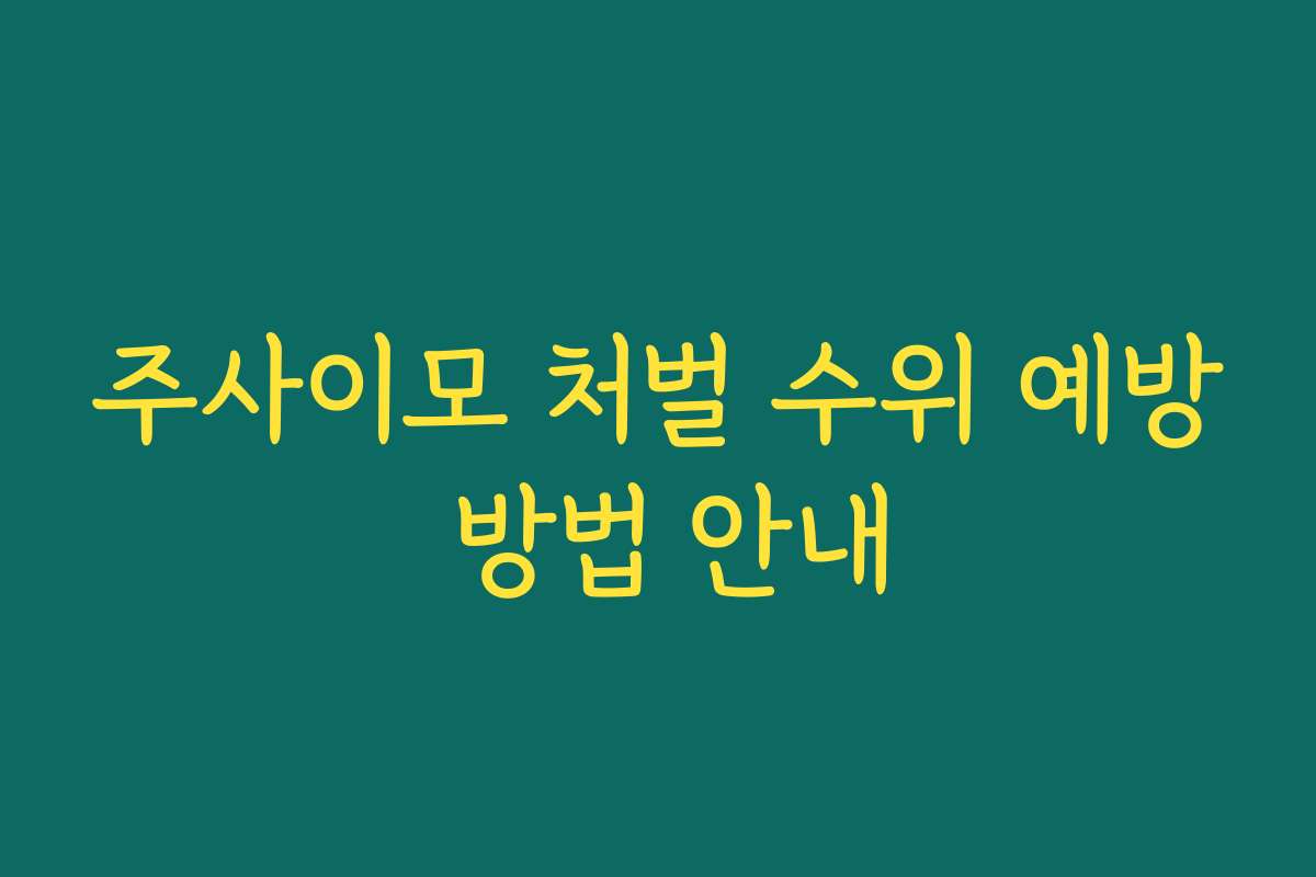 주사이모 처벌 수위 예방 방법 안내