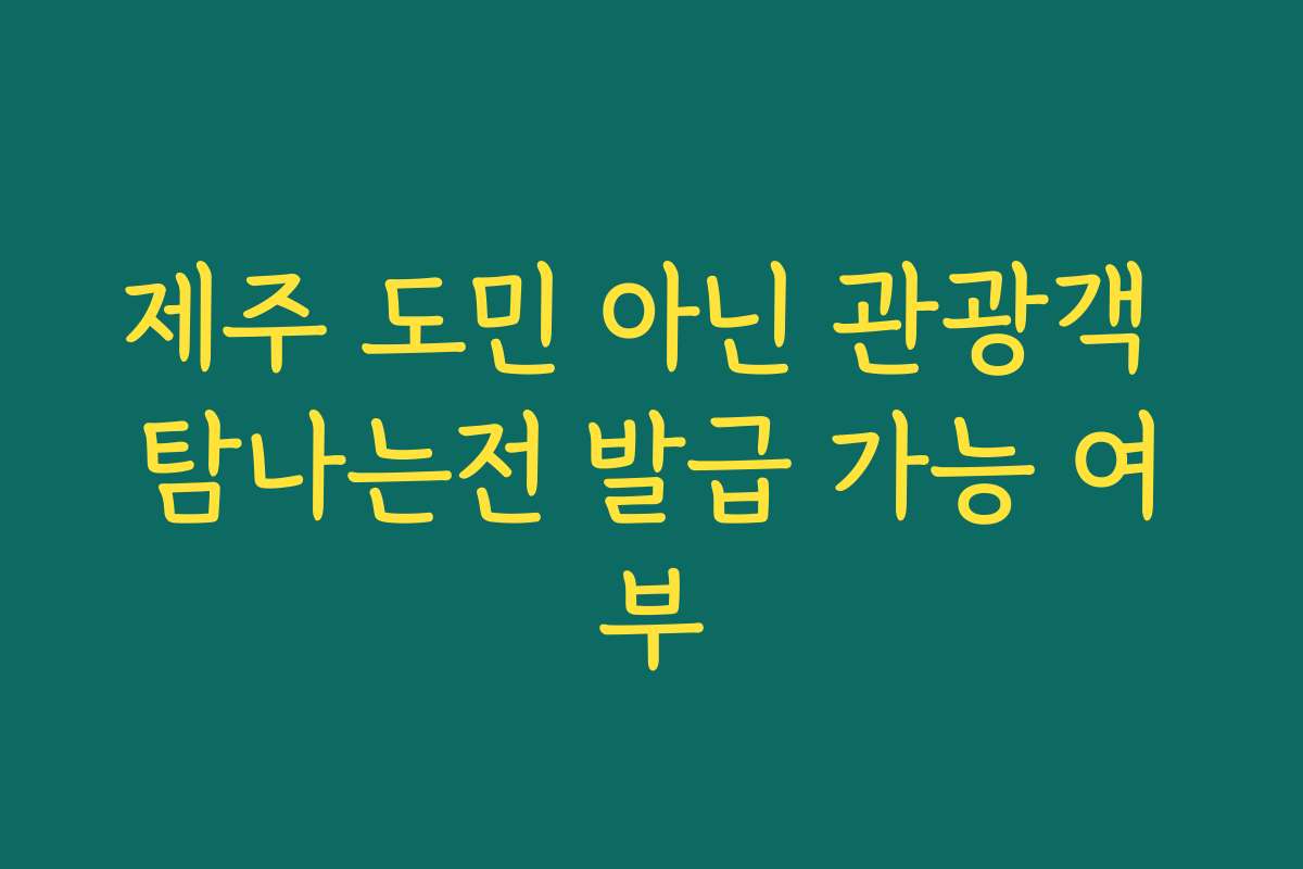 제주 도민 아닌 관광객 탐나는전 발급 가능 여부