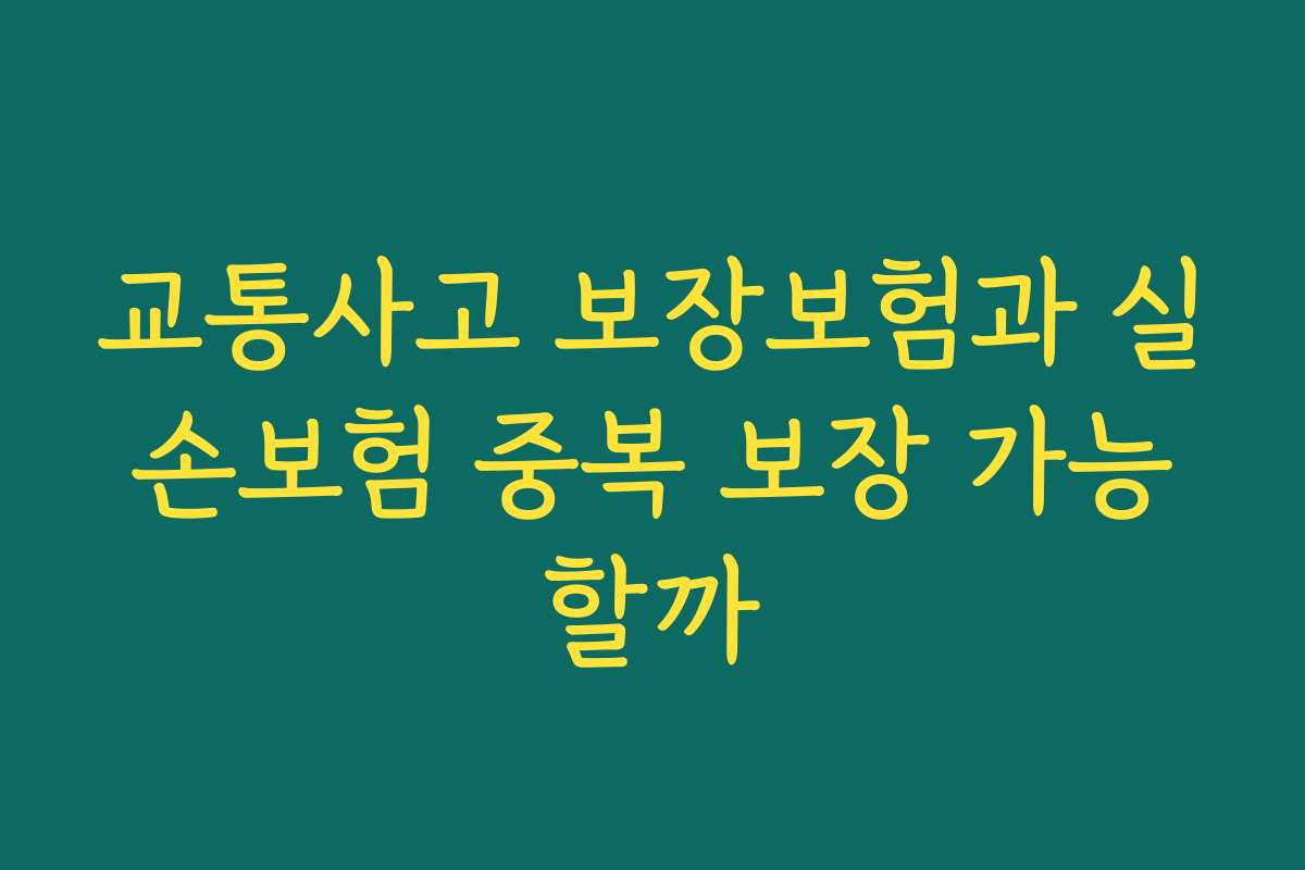 교통사고 보장보험과 실손보험 중복 보장 가능할까 교통사고 보장보험과 실손보험 중복 보장 가능할까