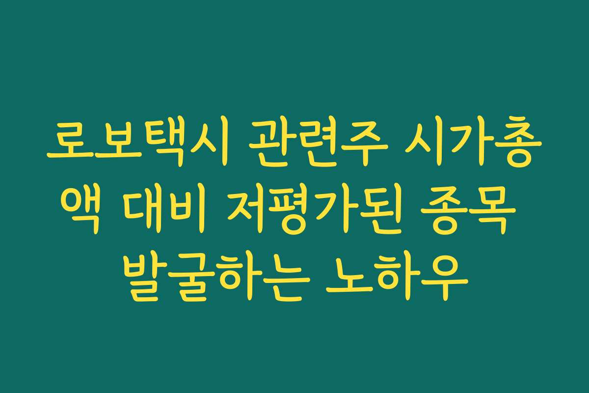 로보택시 관련주 시가총액 대비 저평가된 종목 발굴하는 노하우