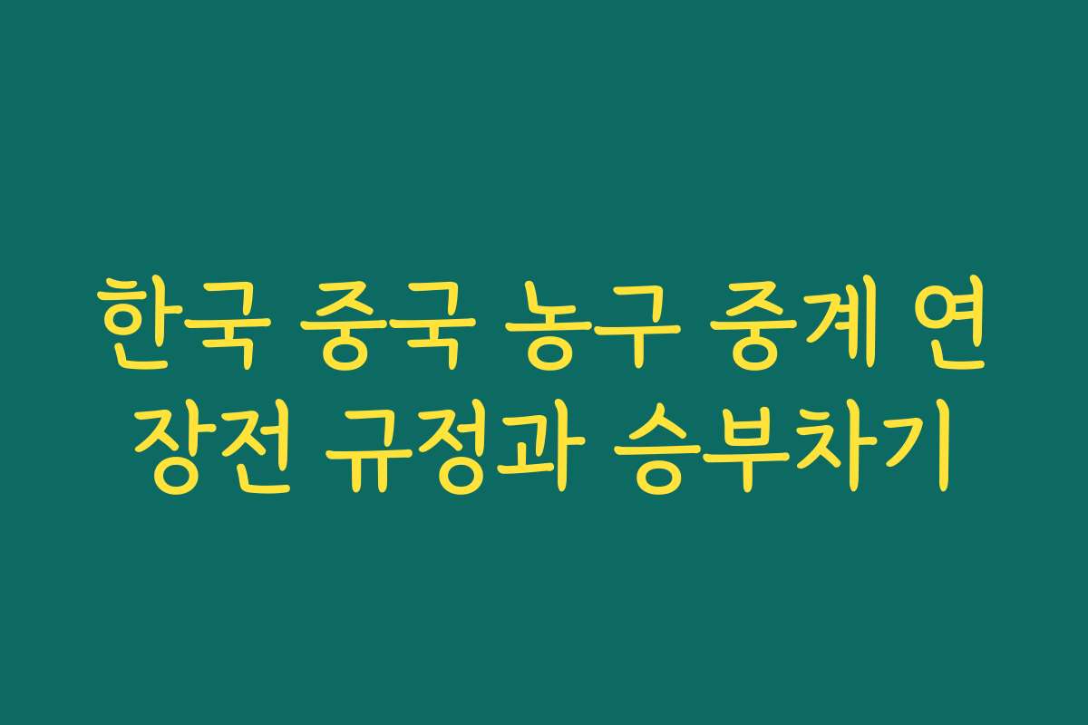 한국 중국 농구 중계 연장전 규정과 승부차기
