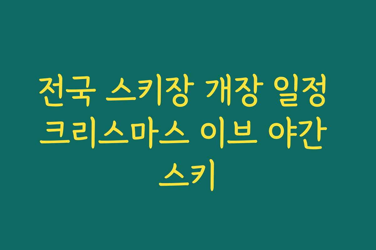 전국 스키장 개장 일정 크리스마스 이브 야간 스키 전국 스키장 개장 일정 크리스마스 이브 야간 스키