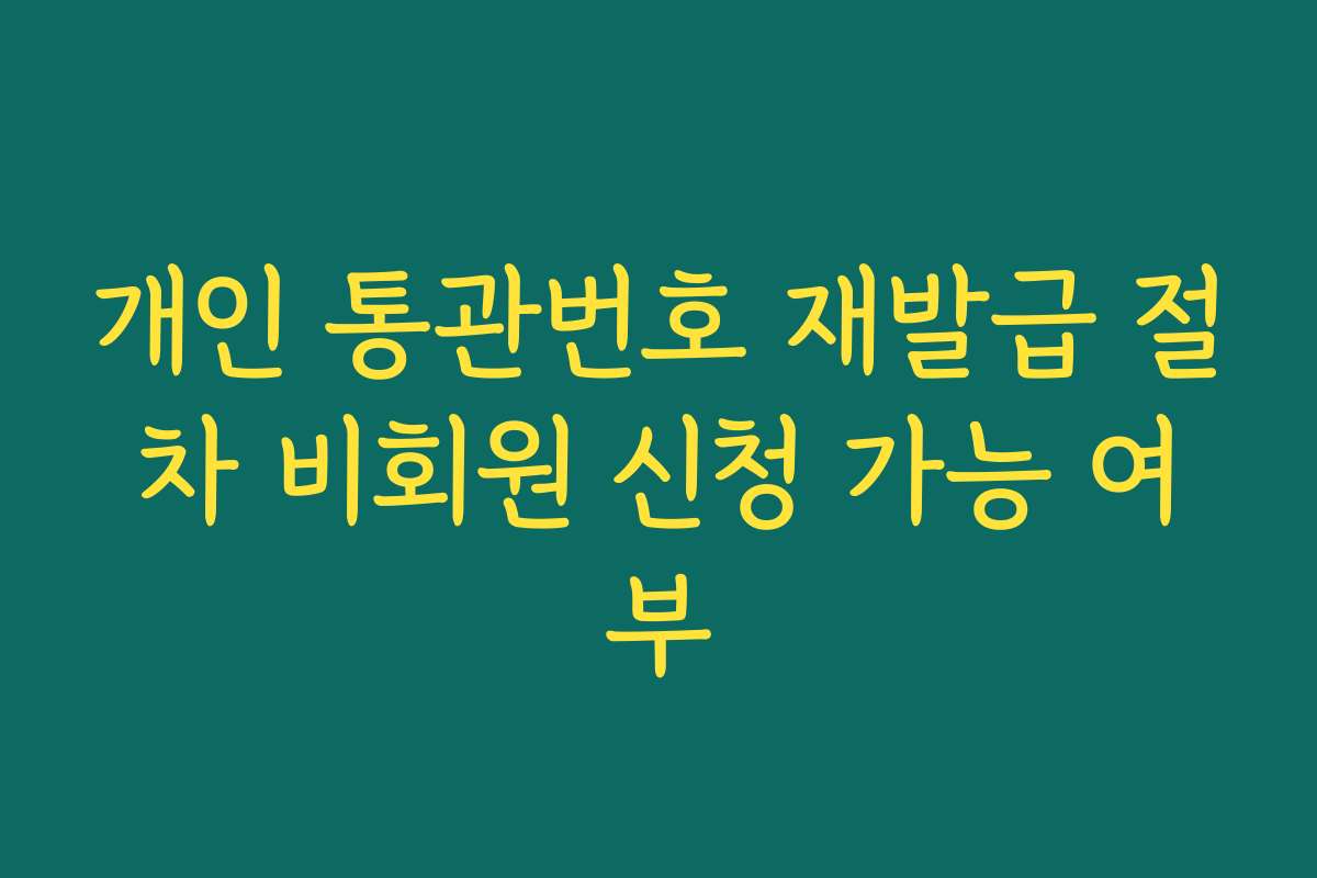 개인 통관번호 재발급 절차 비회원 신청 가능 여부