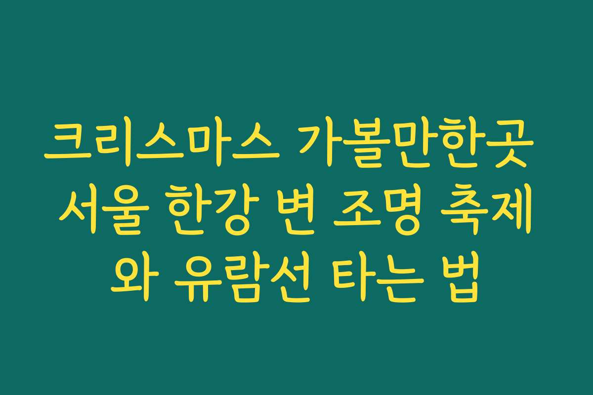 크리스마스 가볼만한곳 서울 한강 변 조명 축제와 유람선 타는 법 크리스마스 가볼만한곳 서울 한강 변 조명 축제와 유람선 타는 법